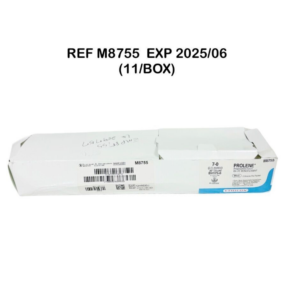 ETHICON M8755 7-0 (0.5 metric) 30"(75 cm) BV175-8 PROLENE (Polypropylene) Suture EXP 2025 06 (11/BOX)