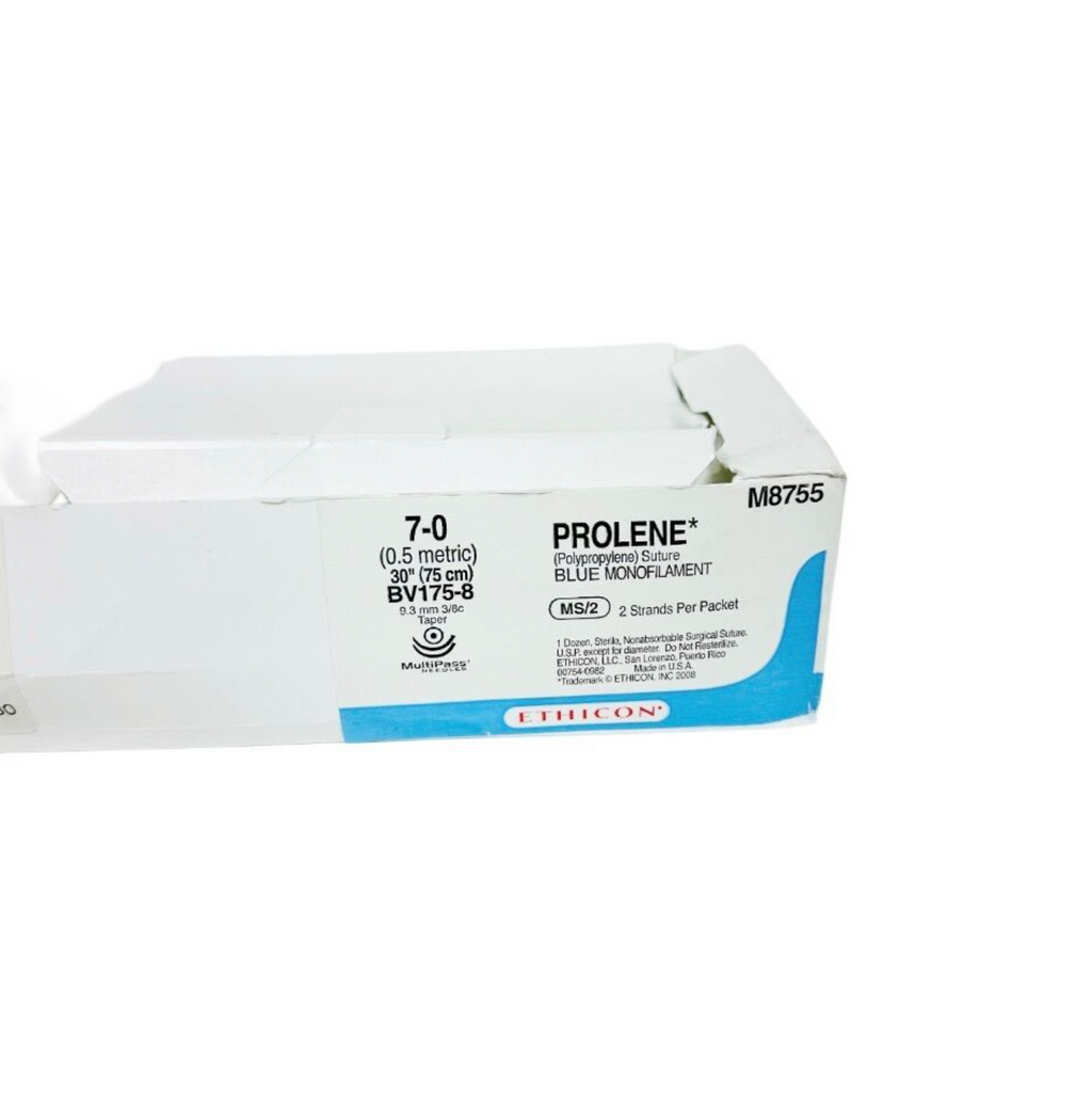 ETHICON M8755 7-0 (0.5 metric) 30"(75 cm) BV175-8 PROLENE (Polypropylene) Suture EXP 2025 06 (11/BOX)