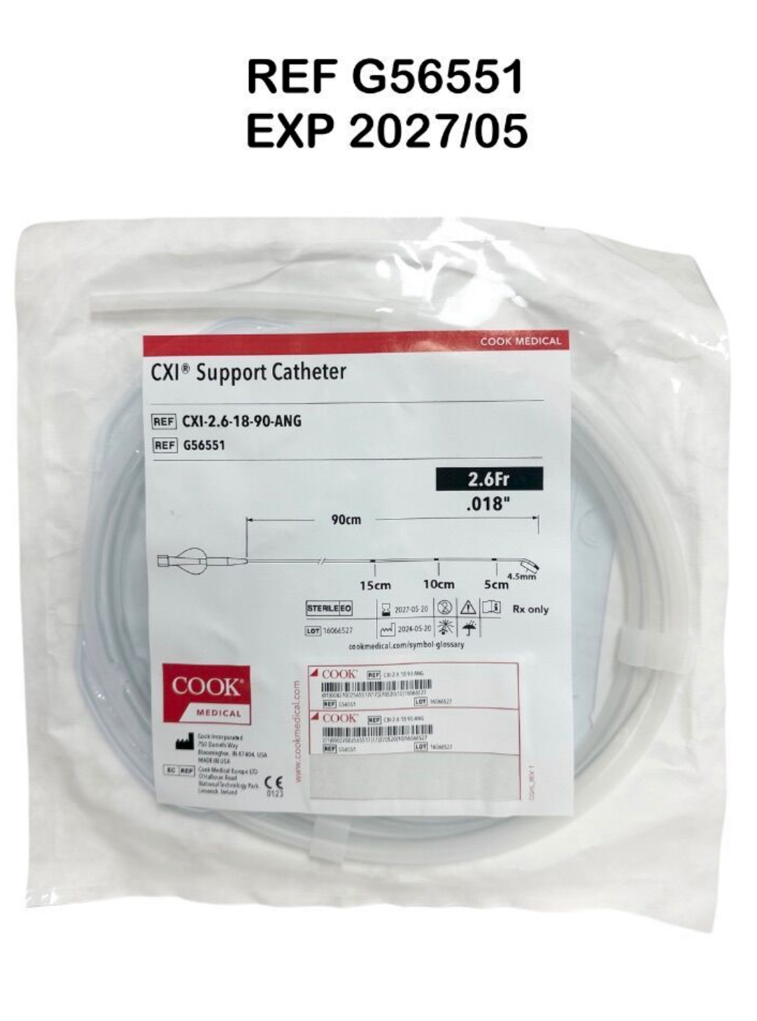 COOK MEDICAL G56551 CXI Support Catheter, 2.6Fr 90cm EXP 2027 05