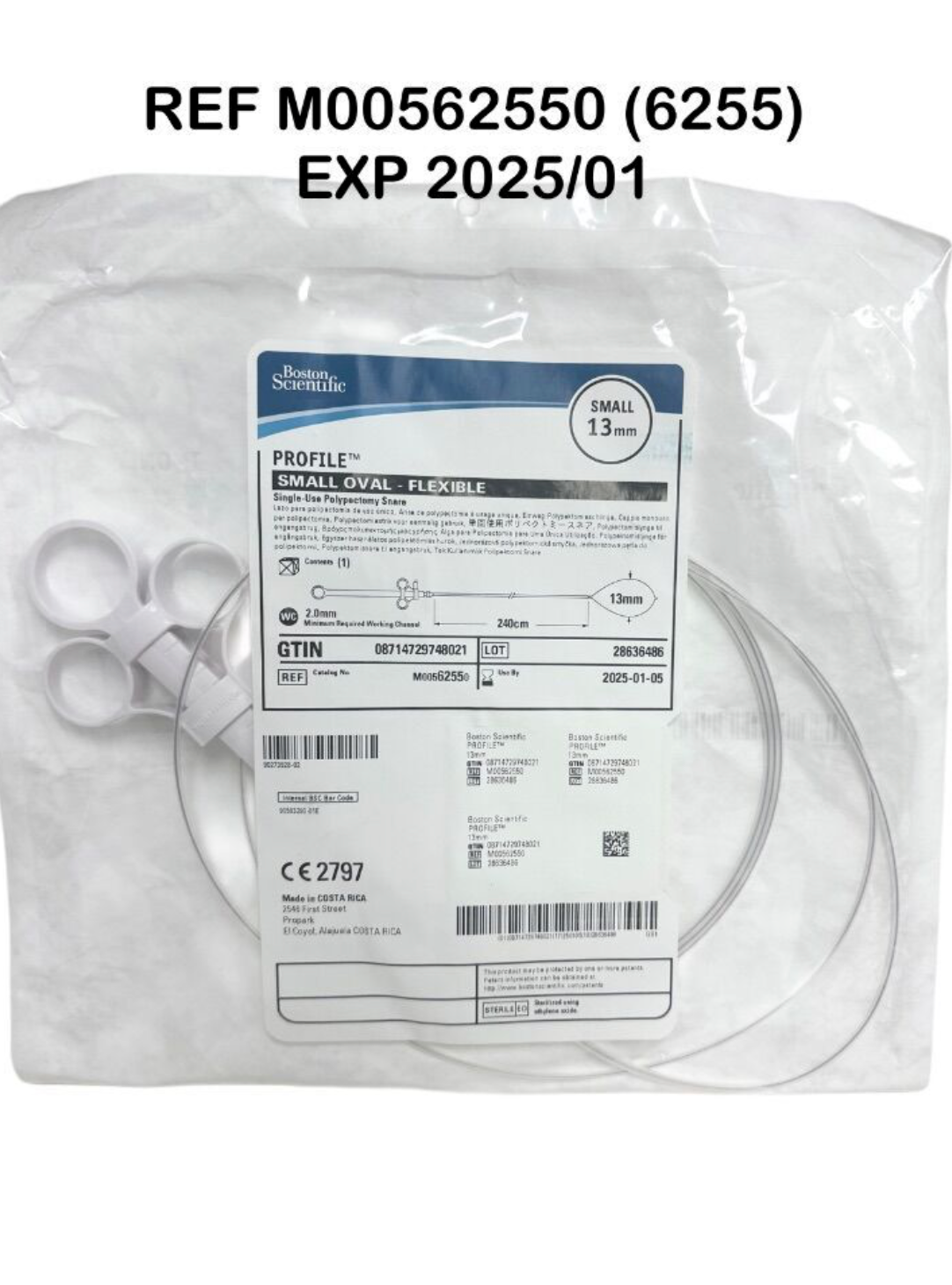 BOSTON SCIENTIFIC M00562550 (6255) PROFILE SMALL OVAL FLEXIBLE Single-Use Polypectomy Snare SMALL 13mm EXP 2025 01