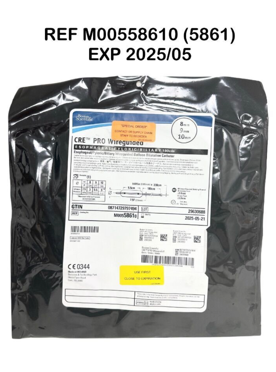 BOSTON SCIENTIFIC M00558610 (5861) CRE PRO Wireguided Balloon Dilatation Catheter 8mm / 9mm / 10mm EXP 2025 05