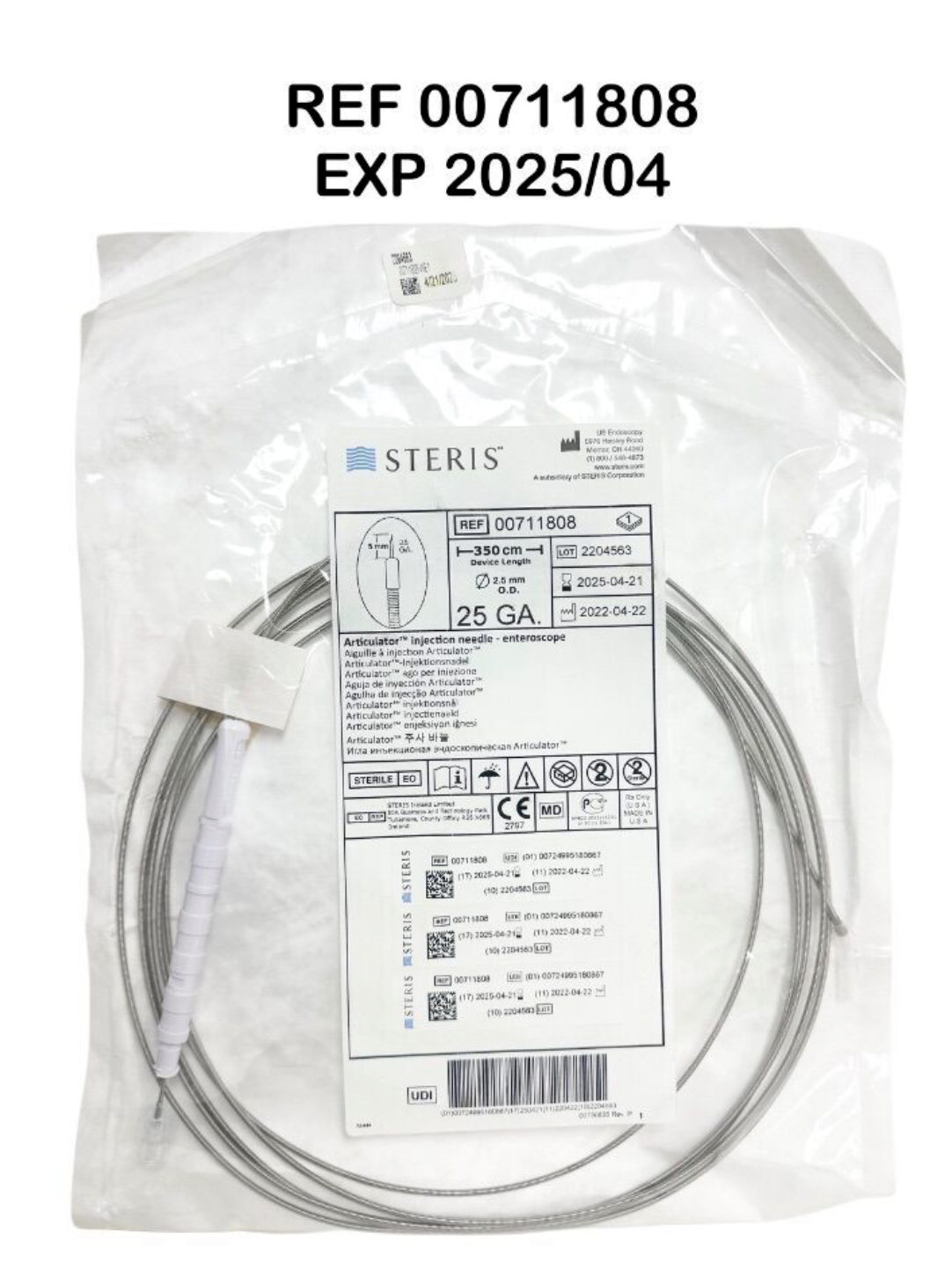 STERIS 00711808 Articulator injection needle - enteroscope 350cm x 25 GA EXP 2025 04