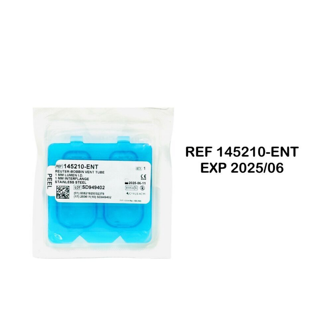 GYRUS ACMI 145210-ENT REUTER-BOBBIN VENT TUBE 1 MM LUMEN I.D. 1 MM INTERFLANGE EXP 2025 06