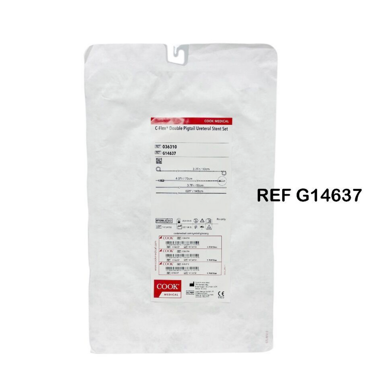 COOK MEDICAL G14637 C-Flex Double Pigtail Ureteral Stent Set EXP 2024 08