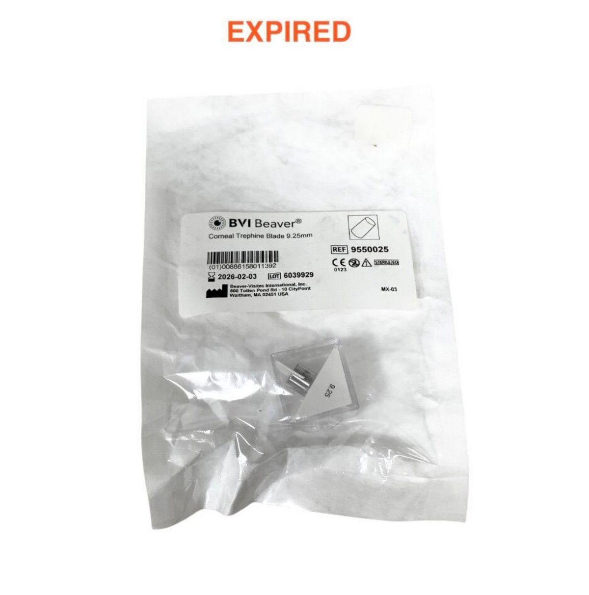 BEAVER 9550025 CORNEAL TREPHINE BLADE 9.25MM STERILE OPHTHALMIC SURGICAL INSTRUMENT EXP2026 02