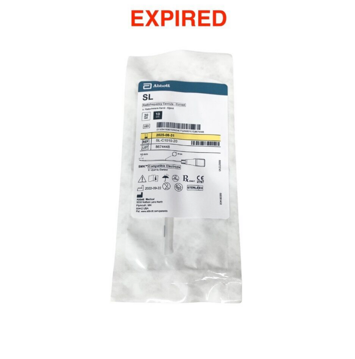 ABBOTT SL-C1010-20 SL Radiofrequency Cannula Curved 20GA 10cm Sterile Medical Tool EXP 2025 08