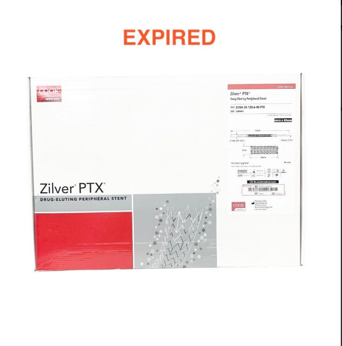 COOK MEDICAL G38463 Zilver PTX Drug-Eluting Peripheral Stent 6mm x 40mm EXP 2026 01