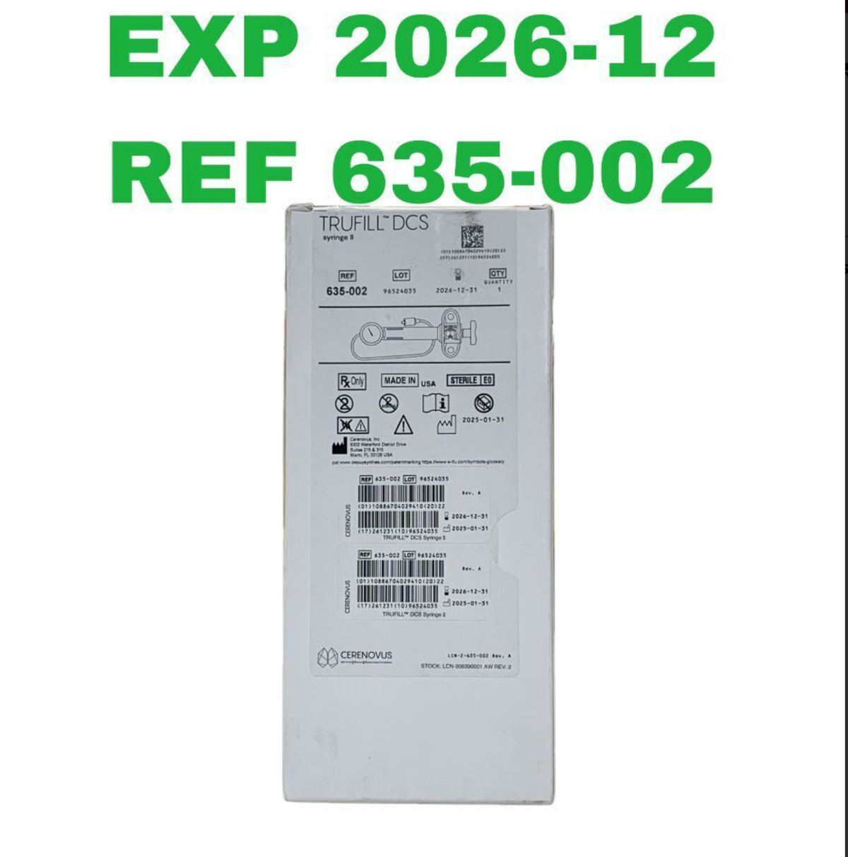 CERENOVUS 635-002 Trufill DCS Syringe II EXP 2026 12