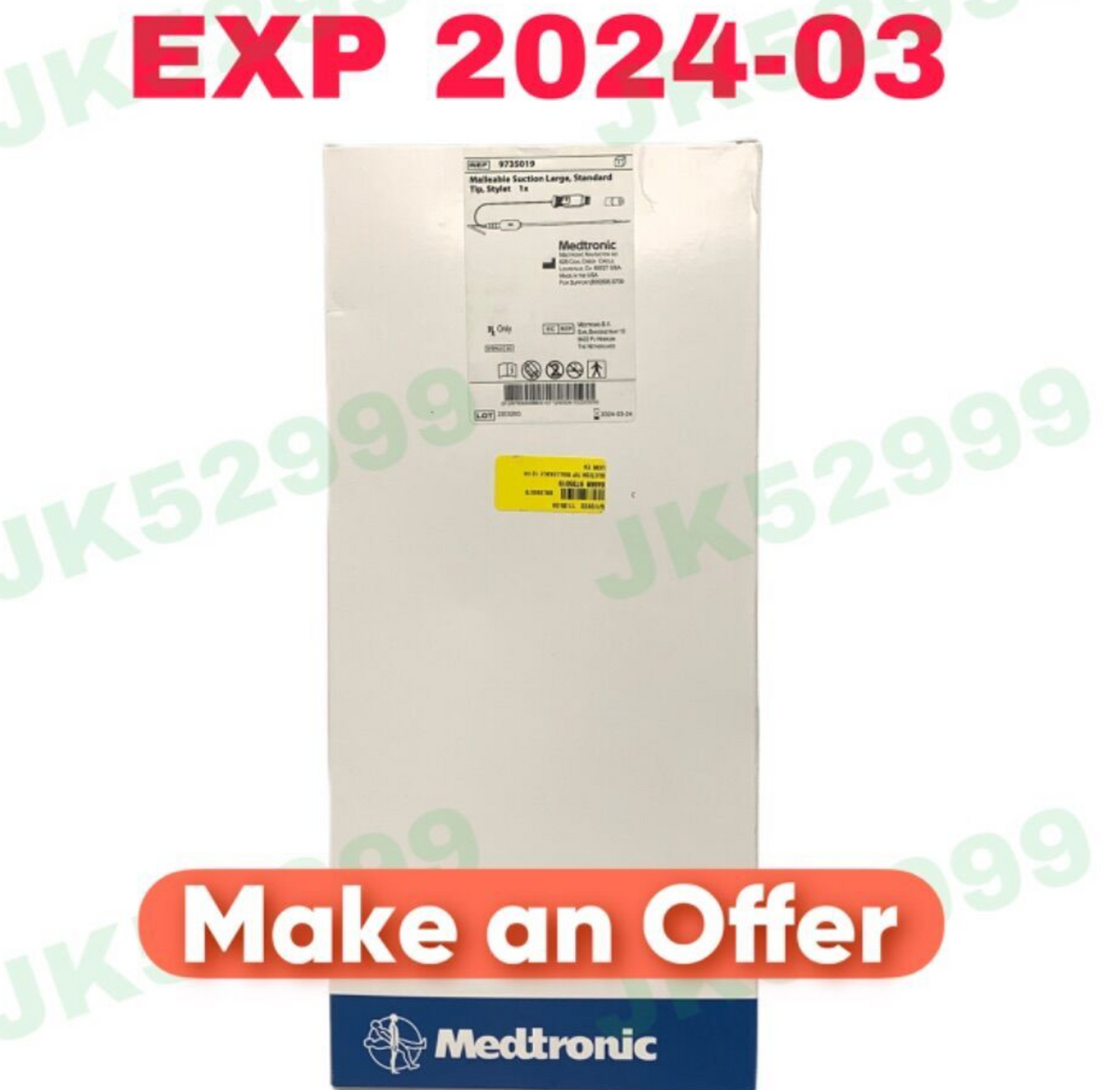 MEDTRONIC 9735019 Malleable Suction Large Standard Tip Stylet 1x EXP 2024 03