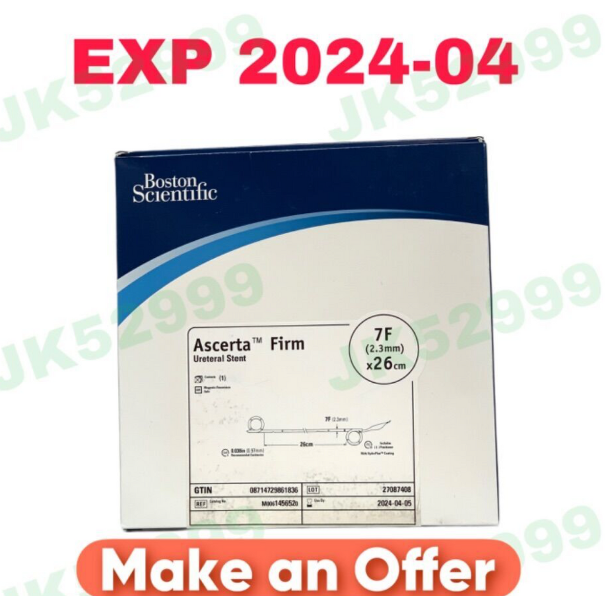 BOSTON SCIENTIFIC M0061456520 ASCERTA FIRM URETERAL STENT EXP 2024 04