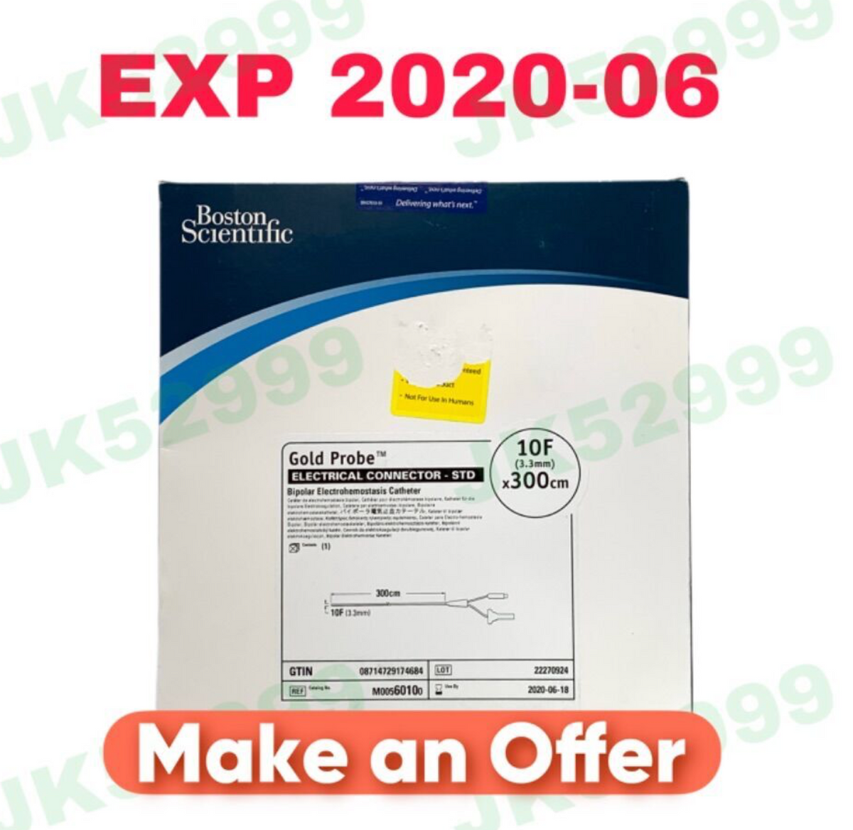 BOSTON SCIENTIFIC M00560100 Gold Probe ELECTRICAL CONNECTOR STD Bipolar Electrohemostasis Catheter EXP 2020 06