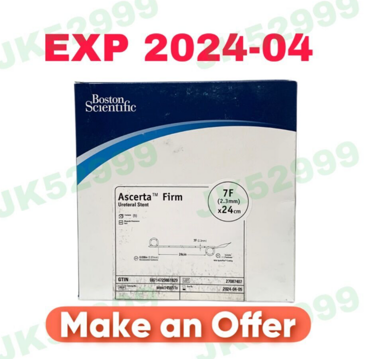 BOSTON SCIENTIFIC M0061456510 ASCERTA FIRM URETERAL STENT EXP 2024 04