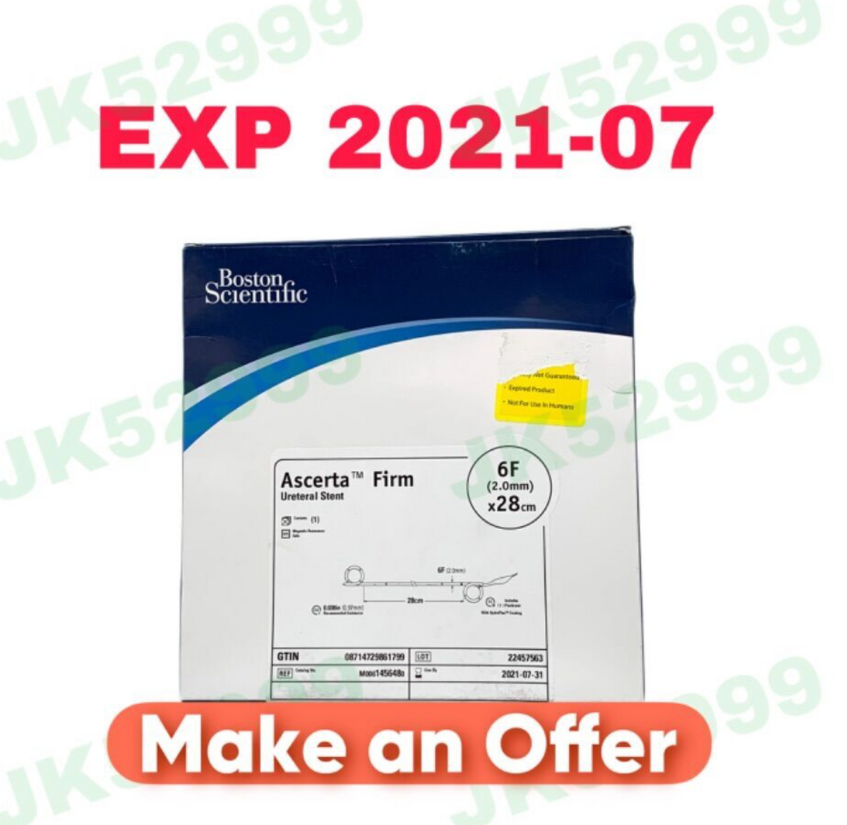 BOSTON SCIENTIFIC M0061456480 ASCERTA FIRM URETERAL STENT EXP 2021 07