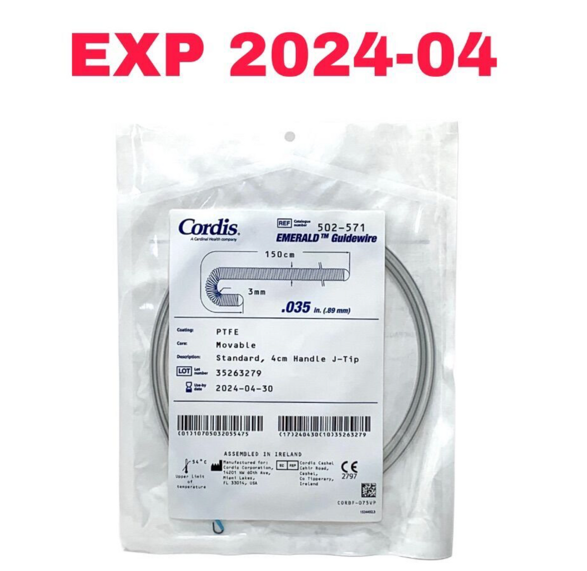 CORDIS 502-571 MOVABLE EMERALD GUIDEWIRE EXP 2024 04