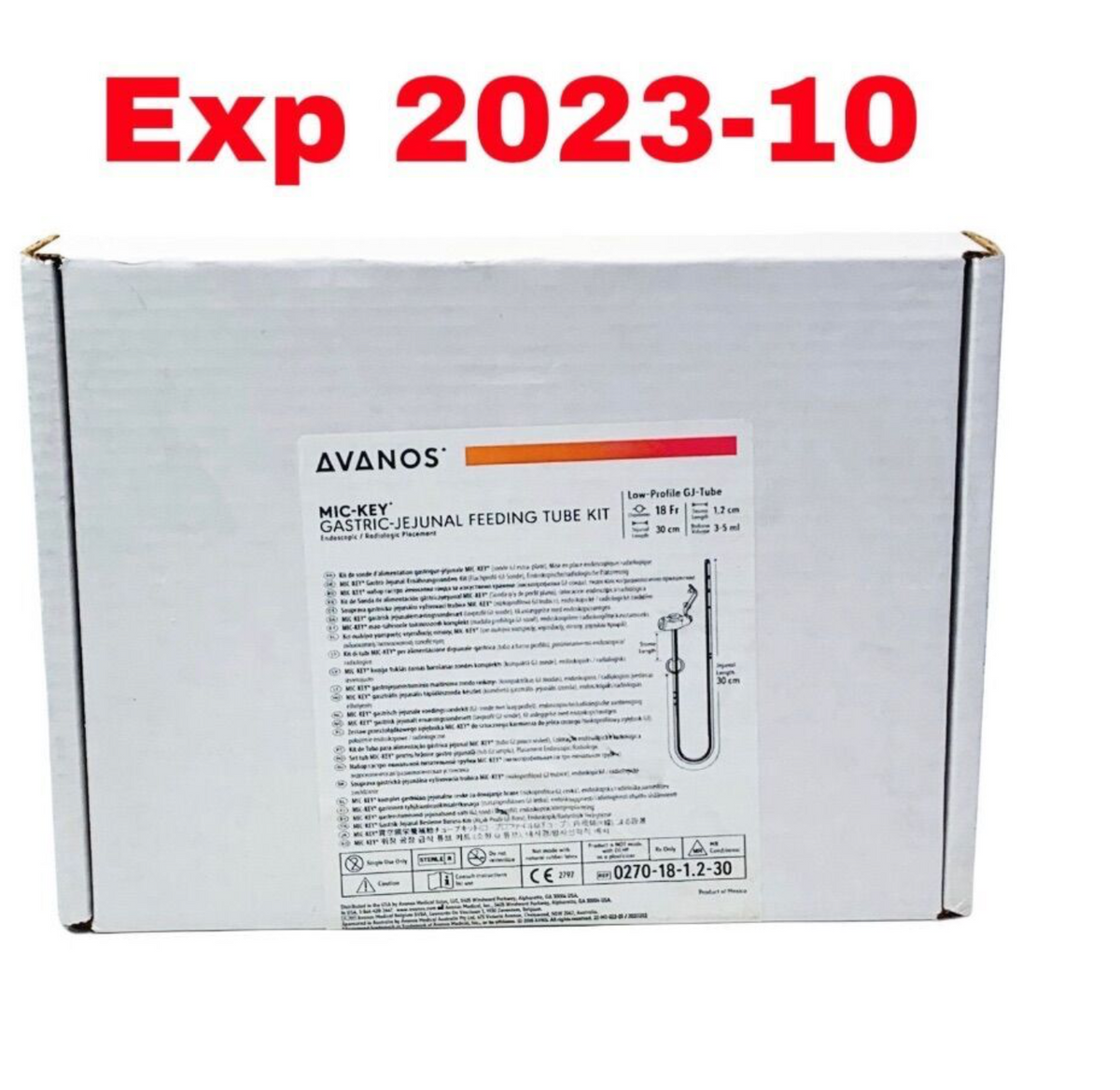 AVANOS 0270-18-1.2-30 MIC-KEY GASTRIC-JEJUNAL FEEDING TUBE KIT EXP 2023 10