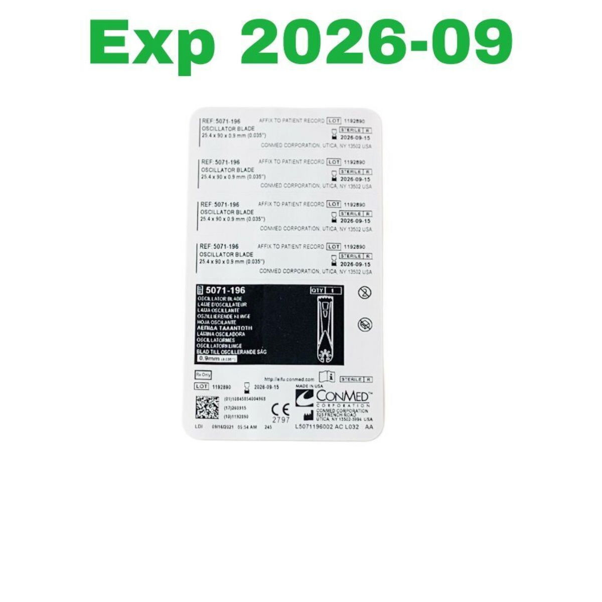 CONMED 5071-196 OSCILLATOR BLADE EXP 2026 09