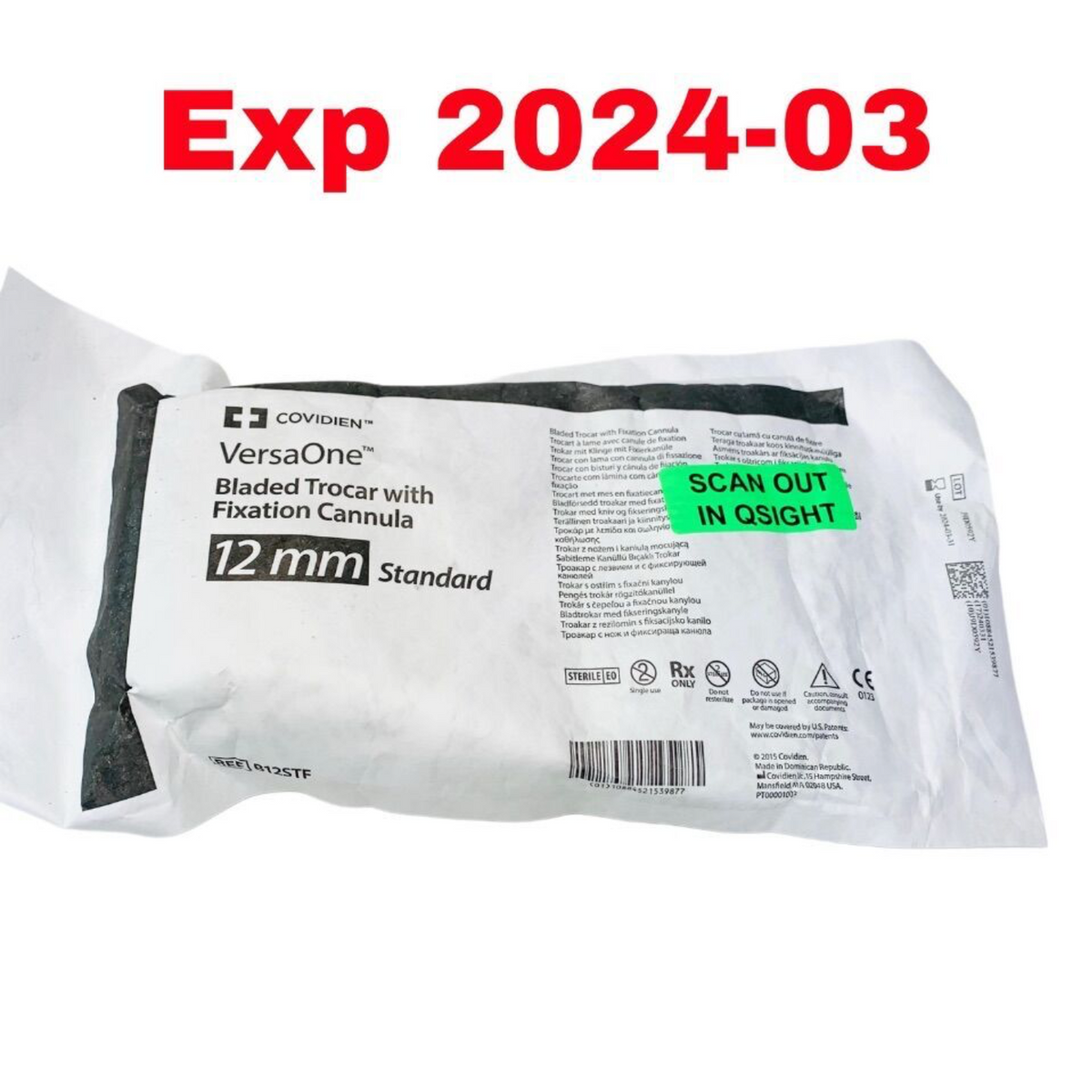 COVIDIEN B12STF VersaOne Bladed Trocar with Fixation Cannula 12 mm Standard EXPIRED