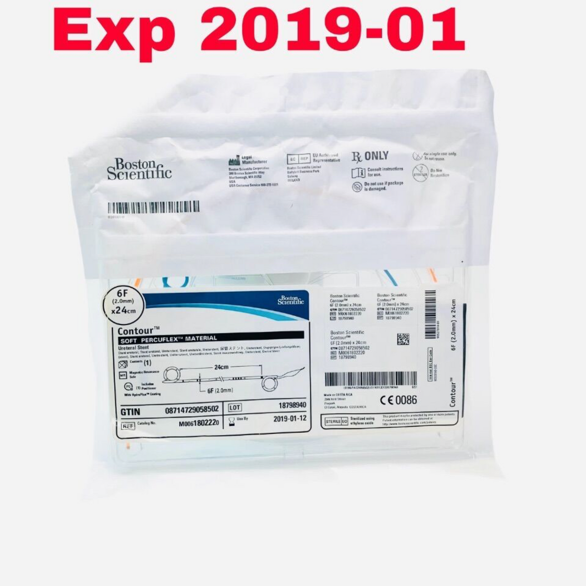 BOSTON SCIENTIFIC M0061802220 Contour SOFT PERCUFLEX MATERIAL URETERAL STENT EXPIRED