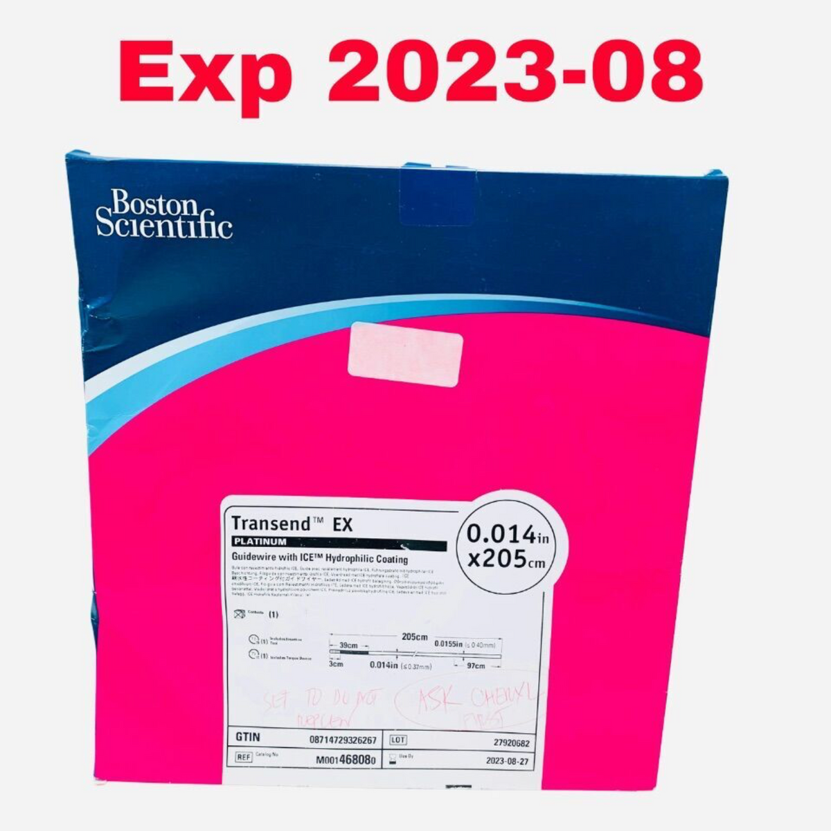 BOSTON SCIENTIFIC M001468080 Transend EX PLATINUM Guidewire with ICETM Hydrophilic Coating EXPIRED
