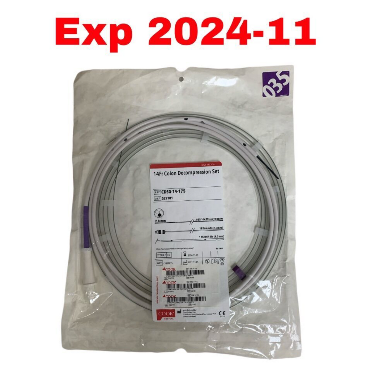 COOK MEDICAL G22181 14Fr Colon Decompression Set EXPIRED 2024 11