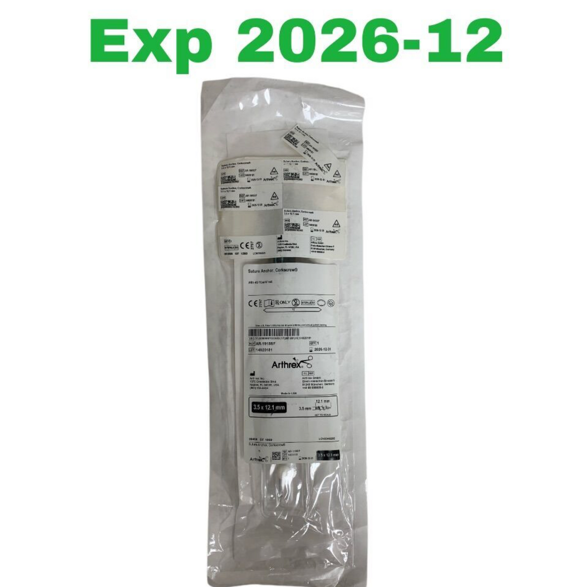 ARTHREX AR-1915SF Suture Anchor, Corkscrew With #2 FiberWire EXP 2026 12