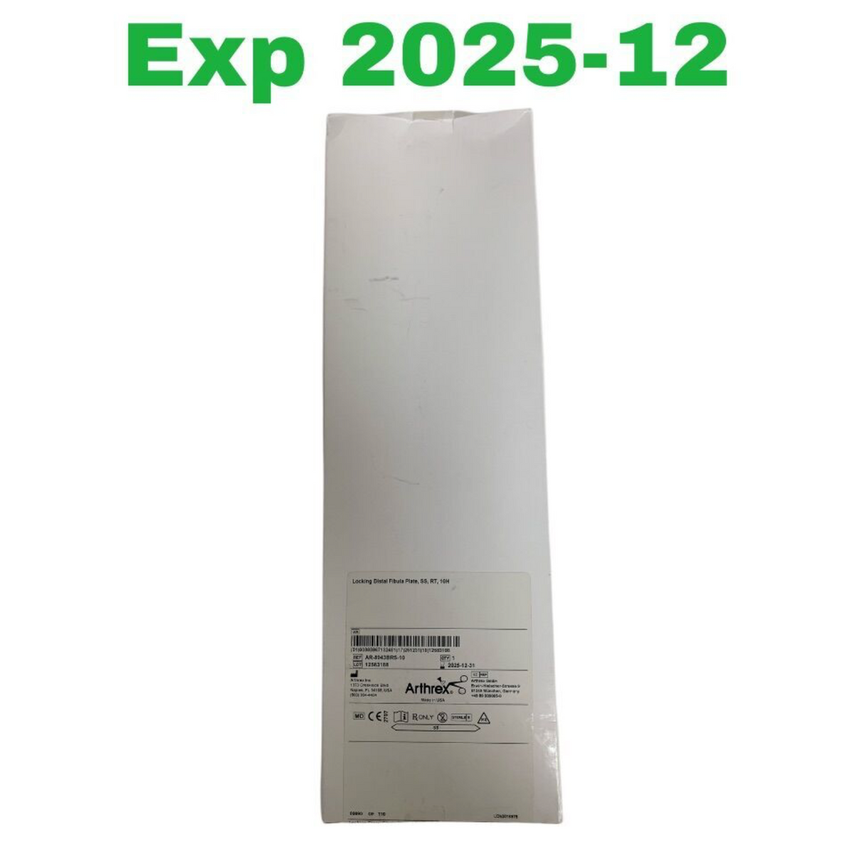 ARTHREX AR-8943BRS-10 Locking Distal Fibula Plate SS RT 10H EXP 2025 12