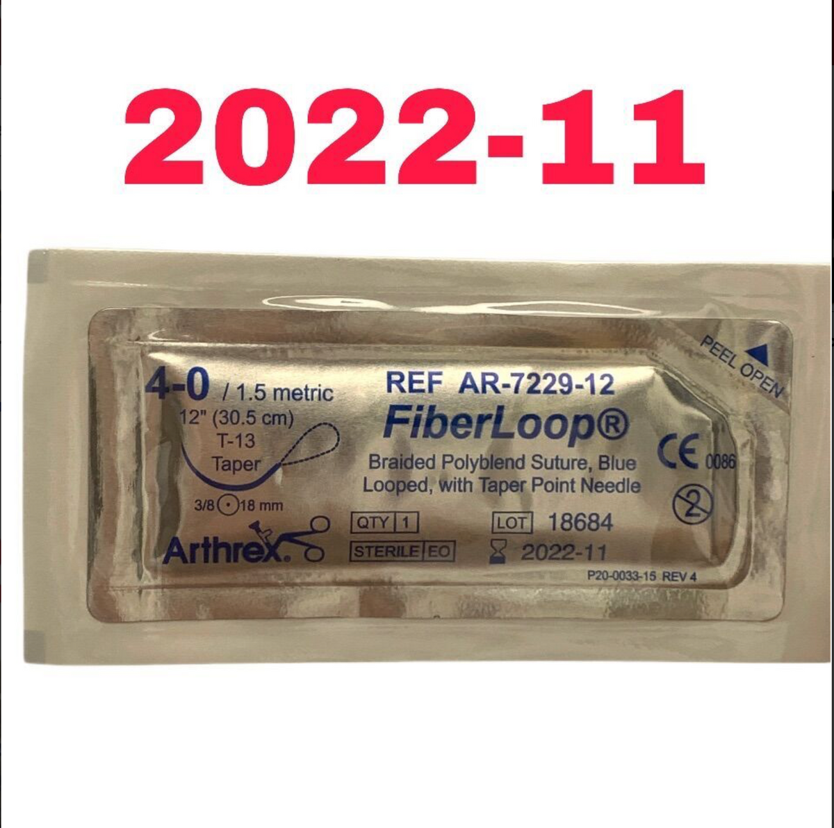 ARTHREX AR-7229-12 FIBERLOOP BRAIDED POLYBLEND SUTURE EXP 2022 11