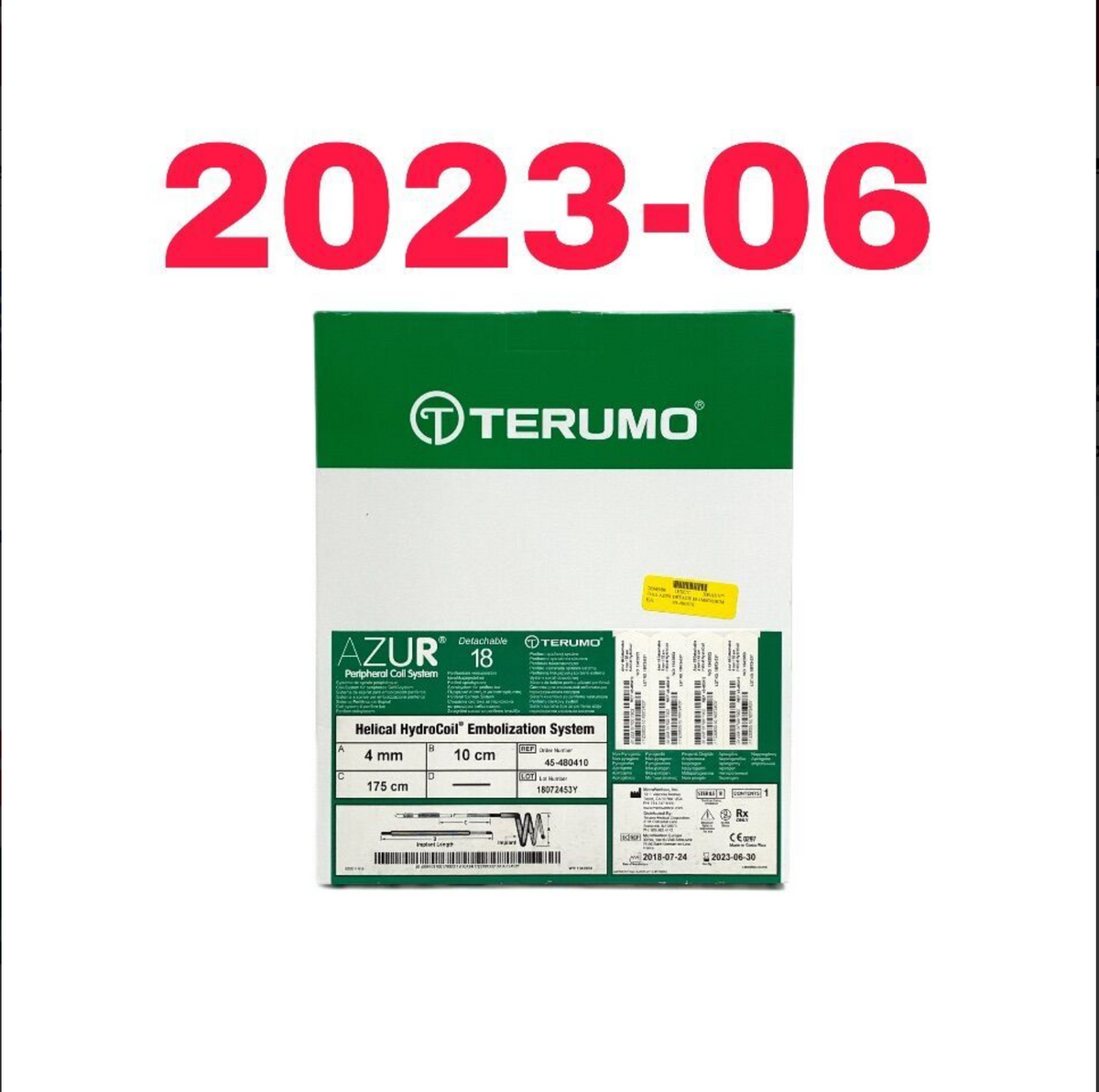 TERUMO 45-480410 AZUR HELICAL HYDROCOIL EMBOLIZATION SYSTEM EXP 2023 06