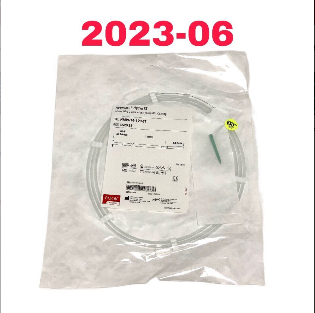 COOK MEDICAL G52938 Approach Hydro ST Micro Wire Guide with Hydrophilic Coating EXP 2023 06