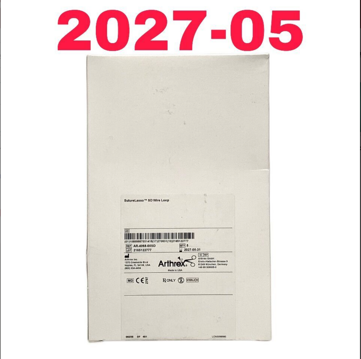 ARTHREX AR-4068-05SD SutureLasso SD Wire Loop BOX OF 5 EXP 2027 05