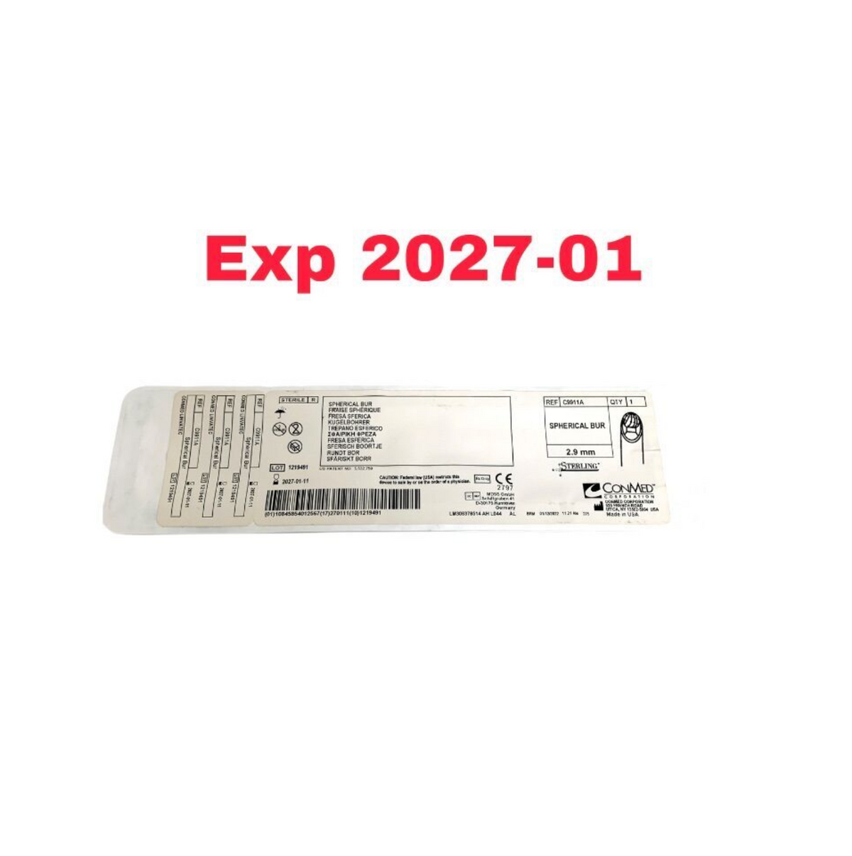 CONMED C9911A SPHERICAL BUR EXP 2027 01