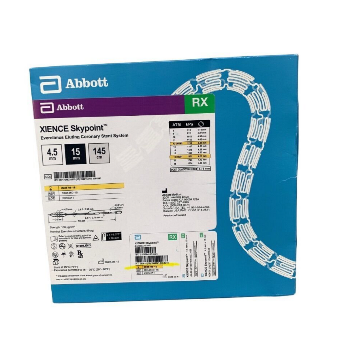 ABBOTT 1804450-15 XIENCE Skypoint Everolimus Eluting Coronary Stent 4.5mm x 15mm Exp.2025 06