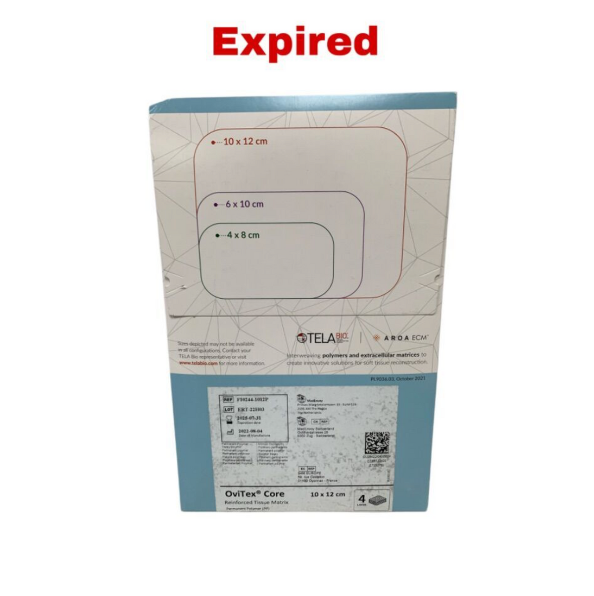 AROA BIOSURGERY F10244-1012P OviTex Core Reinforced Tissue Matrix 10 x 12 cm Exp.2025 07