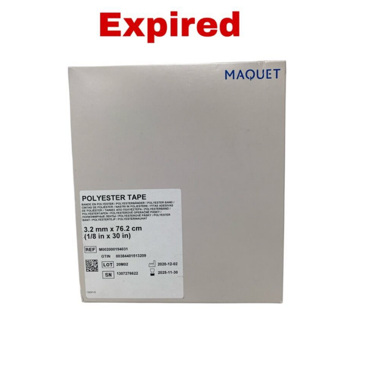 MAQUET M002000194031 Polyester Tape 3.2mm x 76.2cm (1/8in x 30in) – Medical Surgical Tape Exp.2025 11