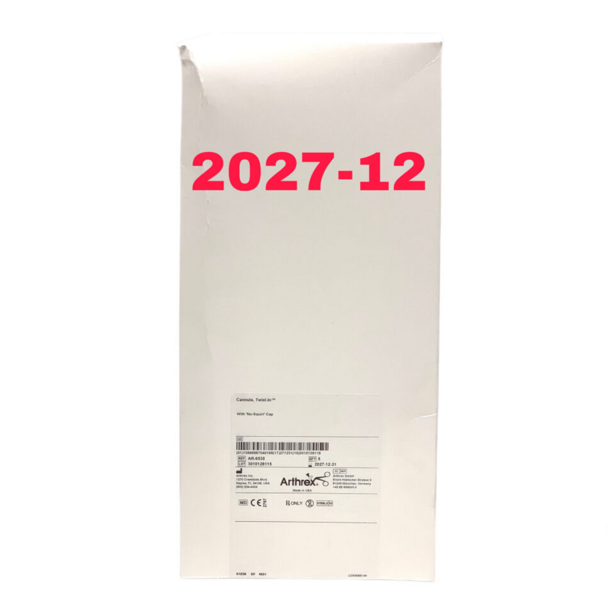 ARTHREX AR-6535 CANNULA TWIST-IN WITH NO SQIORT CAP EXP 2027 12