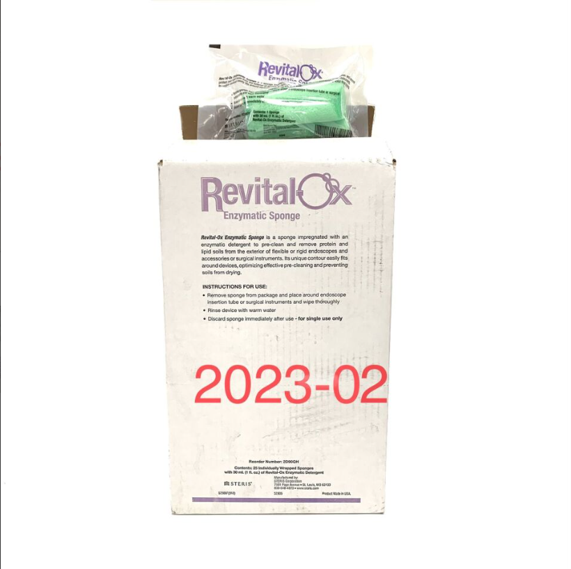 STERIS 2D90QH REVITAL-OX ENZYMATIC SPONGE, BOX OF 25, EXP 2023-02