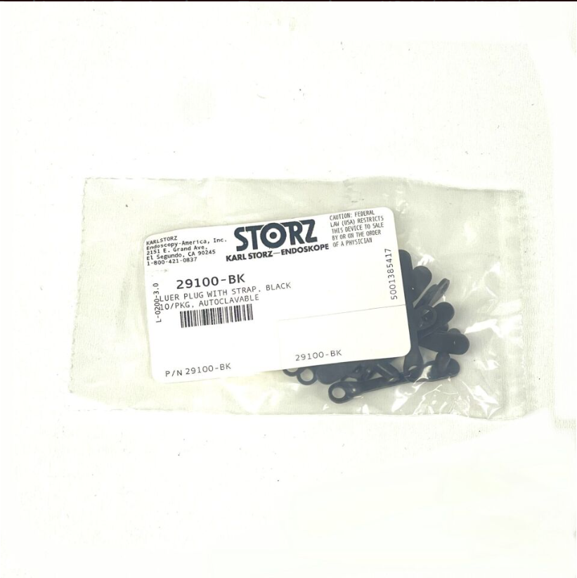 KARL STORZ 29100-BK LUER PLUG WITH STRAP BLACK 10/PKG