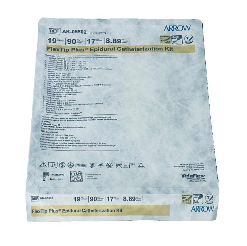 ARROW AK-05502 FLEXTIP PLUS EPIDURAL Catheterization Kit with Open Tip Catheter EXP 2022 10