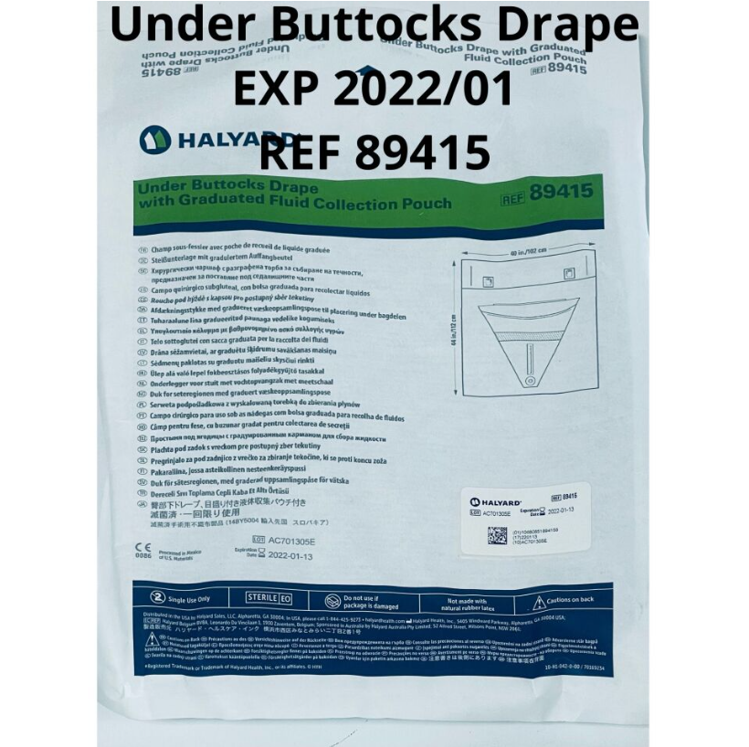 HALYARD 89415 Under buttocks Drape With Graduated Fluid Collection Pouch EXP 2022 01