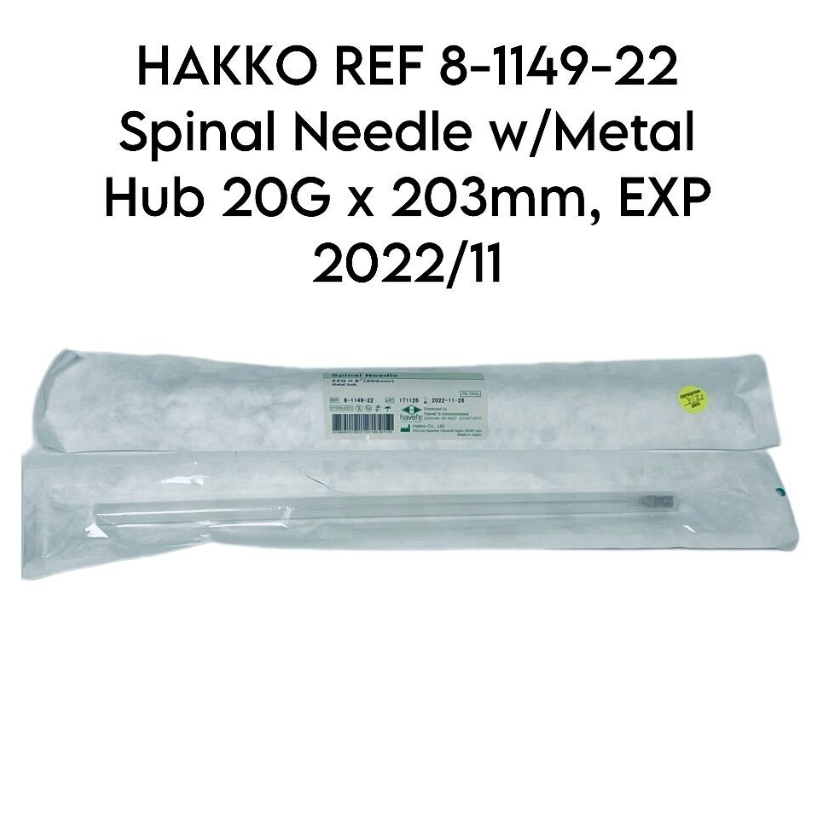 HAKKO 8-1149-22 Spinal Needle w/Metal Hub 20G x 203mm EXP 2022 11