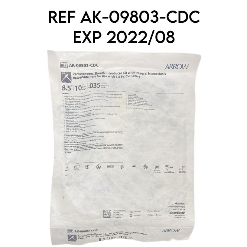TELEFLEX MEDICAL AK-09803-CDC ARROW PERCUTANEOUS SHEATH INTRODUCER KIT 8.5F X 10CM EXP 2022 08