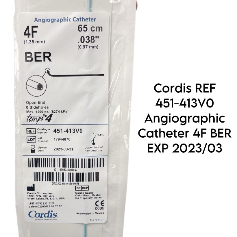 CORDIS  451-413VO Angiographic Catheter 4F BER EXP 2023 03