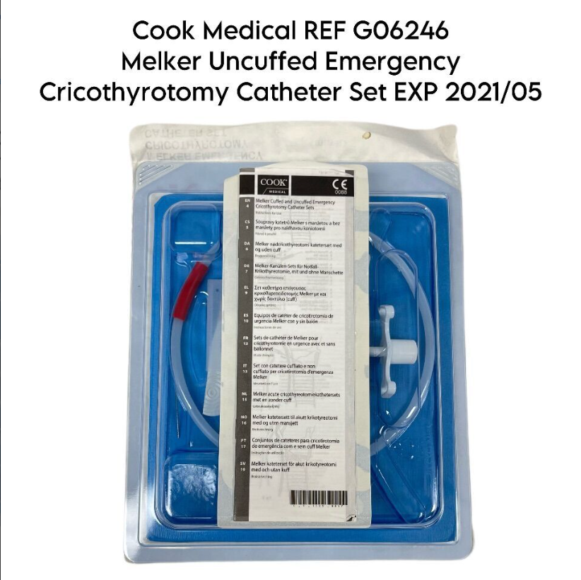 COOK MEDICAL G06246 Melker Uncuffed Emergency Cricothyrotomy Catheter Set EXP 2021 05