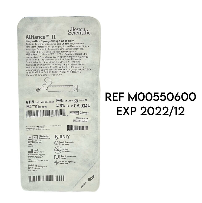 BOSTON SCIENTIFIC M00550600 Alliance II Single-Use Syringe/Gauge Assembly EXP 2020 11