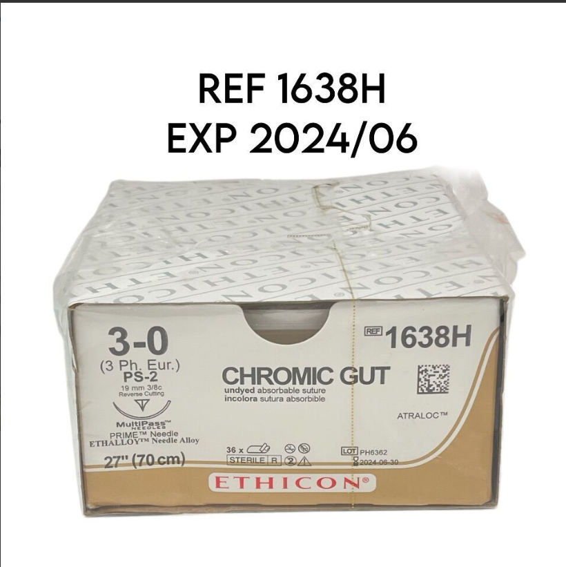 ETHICON 1638H 3-0 (3 Ph.Eur.) PS-2 19 mm 3/8c Reverse cutting 27