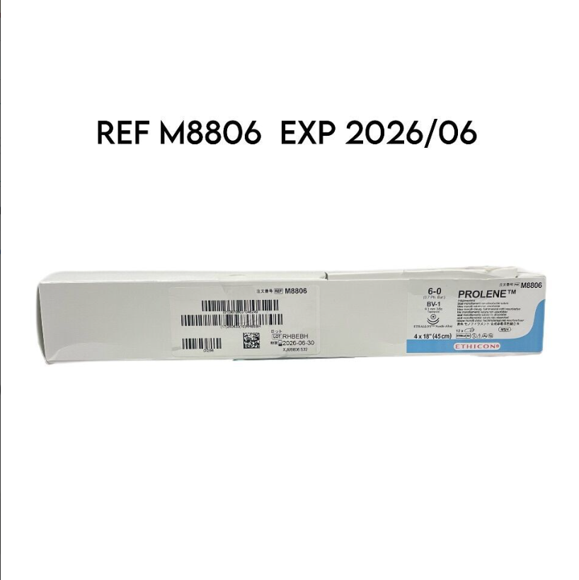ETHICON M8806 PROLENE Polypropylene 6-0 (0.7 Ph. Eur.) BV-1 9.3 mm 3/8c Taperpoint,(12/BOX)EXP 2026 06