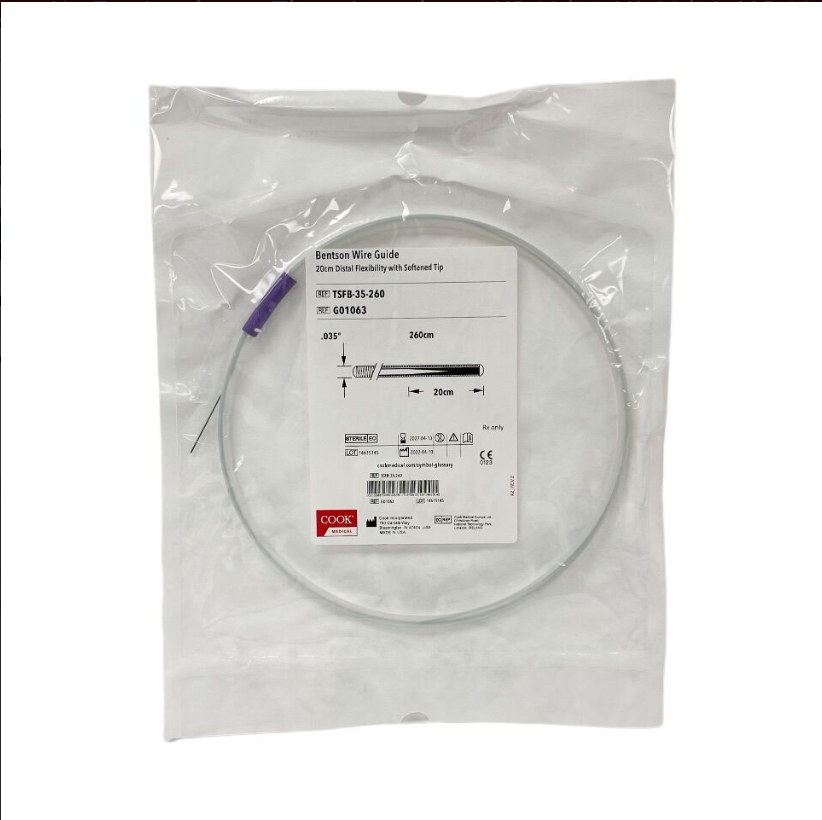 COOK MEDICAL G01063 Bentson Wire Guide 20cm Distal Flexibility with Softened Tip EXP 2027 04