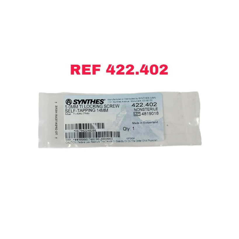 SYNTHES 422.402 5.0MM TI LOCKING SCREW SELF-TAPPING 14MM