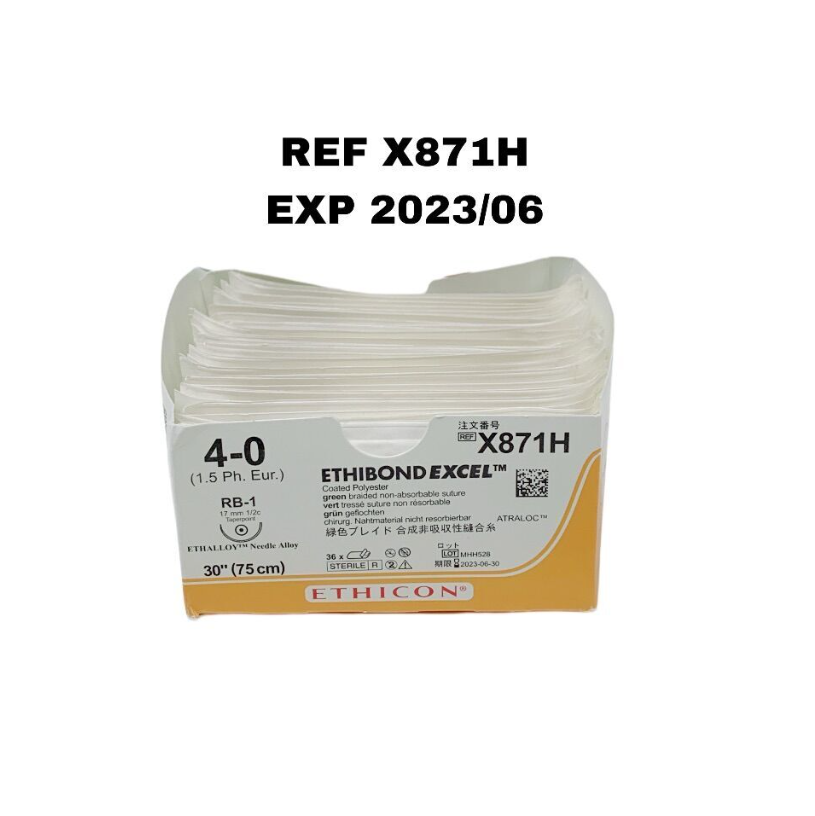 ETHICON X871H ETHIBOND EXCEL Coated Polyester green braided non-absorbable suture EXP 2023-06 LOT OF 32
