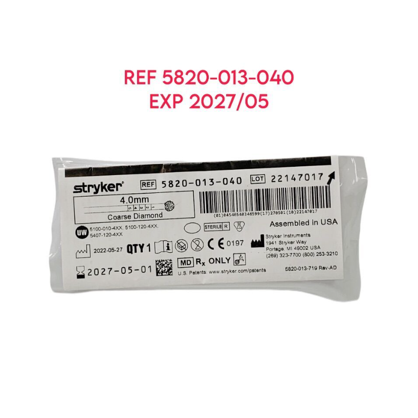 STRYKER 5820-013-040 4MM Coarse Diamond EXP 2027 05